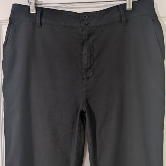 NEW Bella Dahl | Saige Linen/Cotton Wide Leg Crop In Black - Picture 6 of 12